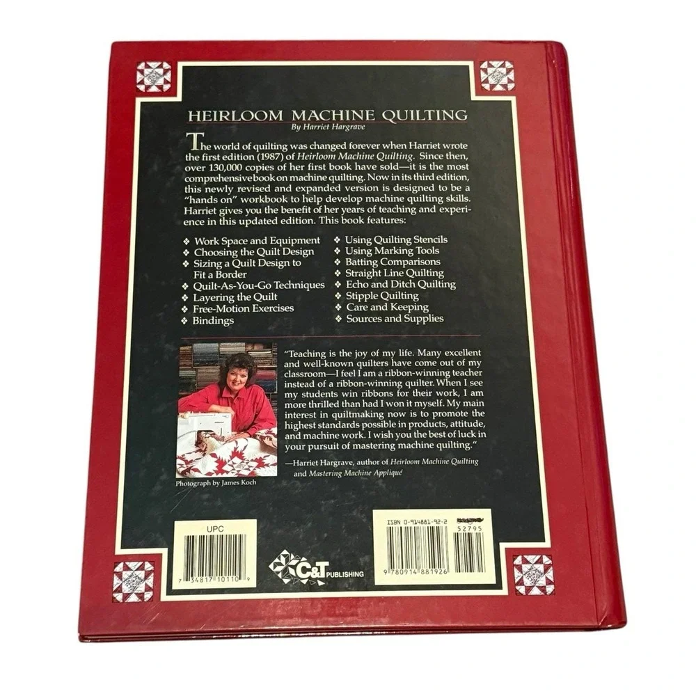 Heirloom Machine‎ Quilting Harriet Hargrave Hardcover Revised Expanded Spiral